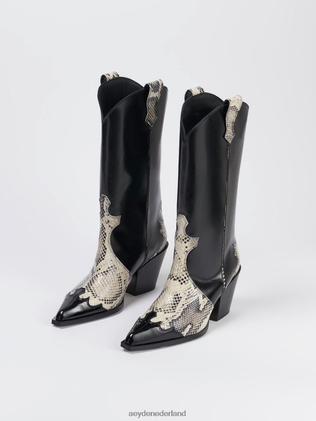 schoenen nl Aeyde Ariël zwart/romig kalf/slang 624HJR263