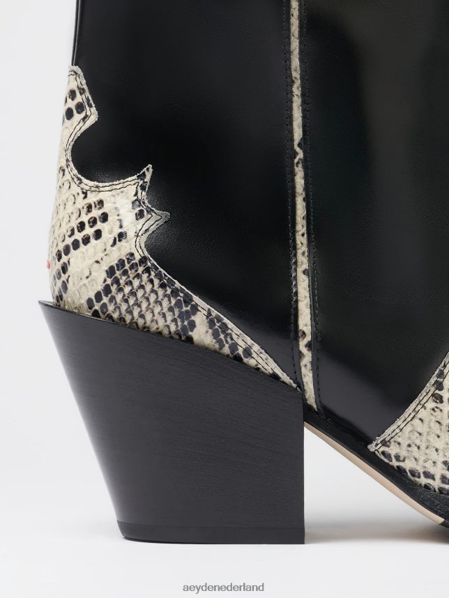 schoenen nl Aeyde Ariël zwart/romig kalf/slang 624HJR263