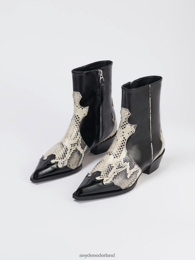 schoenen nl Aeyde Hester zwart/romig kalf/slang 624HJR256