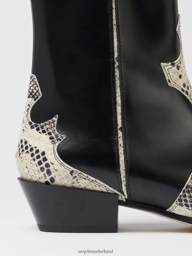 schoenen nl Aeyde Hester zwart/romig kalf/slang 624HJR256