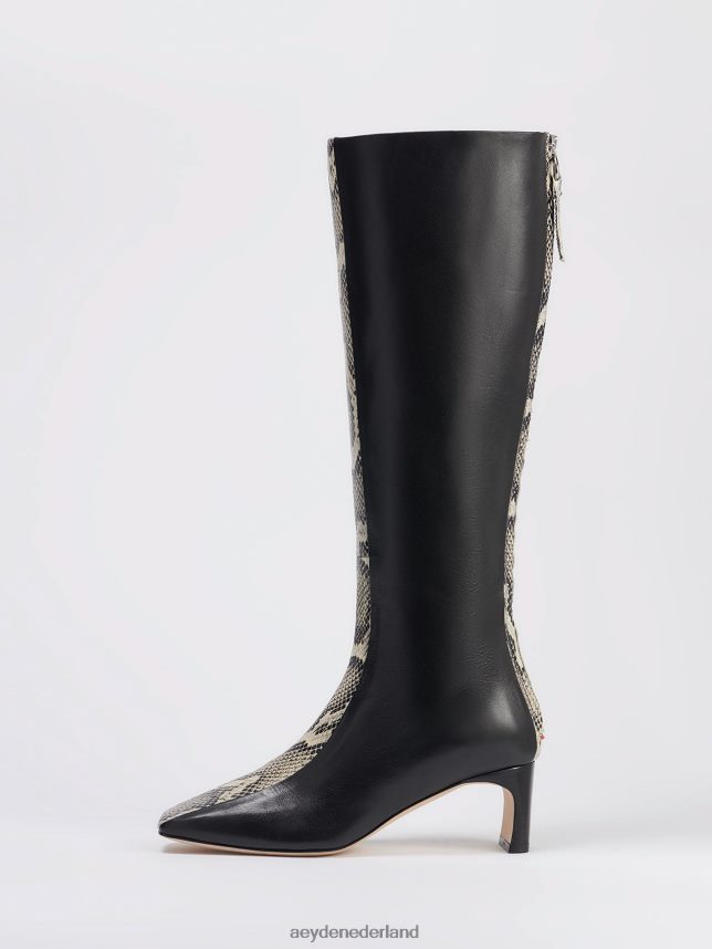 schoenen nl Aeyde morgane zwart/romig kalf/slang 624HJR113