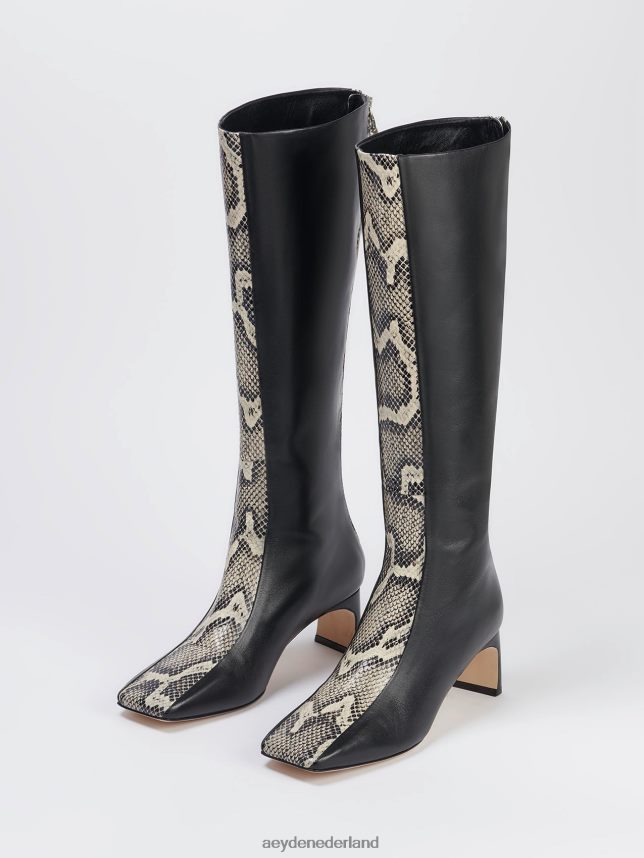 schoenen nl Aeyde morgane zwart/romig kalf/slang 624HJR113