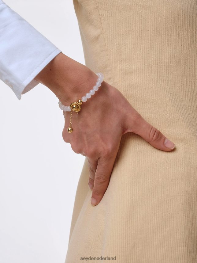 accessoire nl Aeyde seth goud witte jade 624HJR125