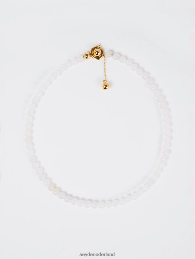 accessoire nl Aeyde zegge wit/goud jade/verguld messing 624HJR131