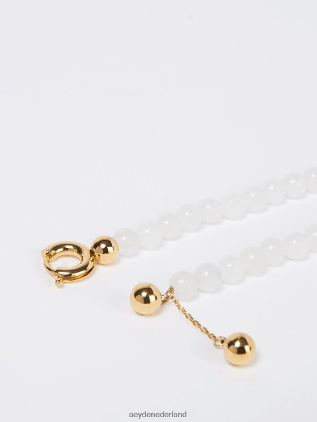 accessoire nl Aeyde zegge wit/goud jade/verguld messing 624HJR131